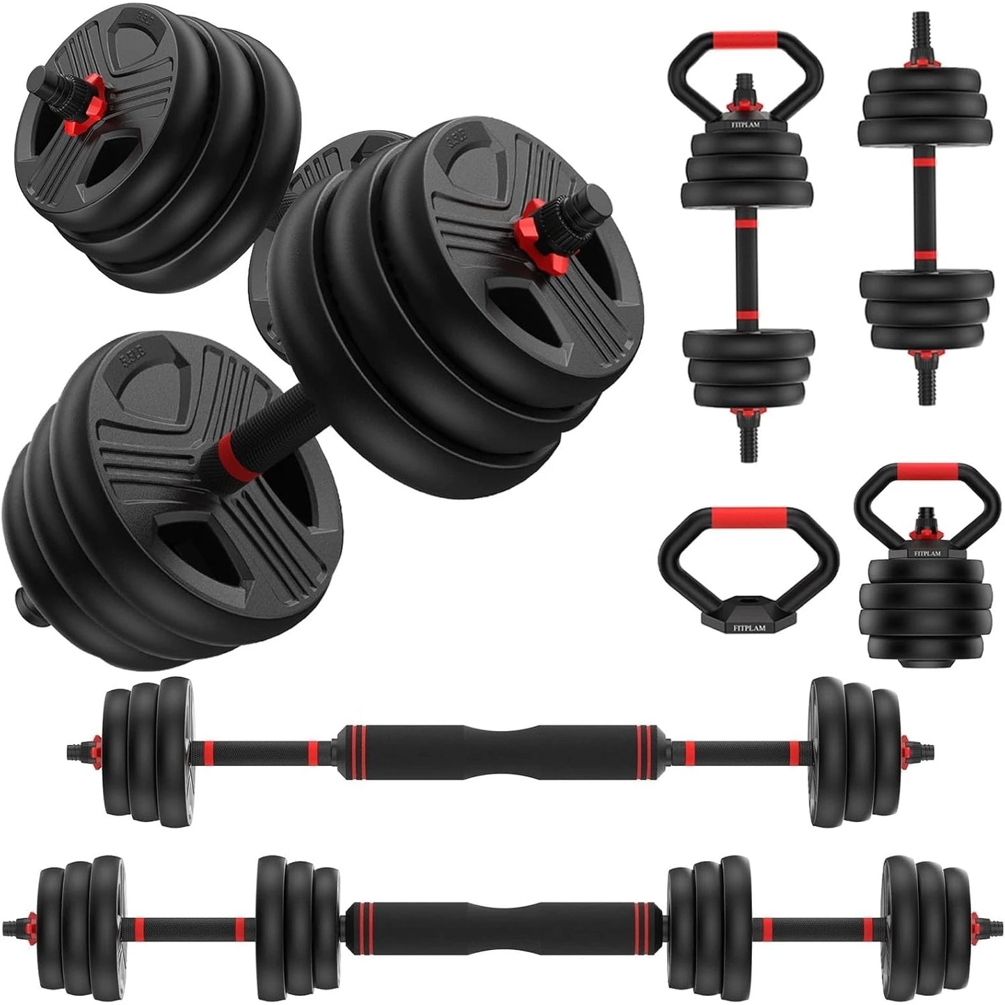 FED Fitness 5 In 1 Adjustable Dumbbell Set With 20 35 45 70 90 Lb
