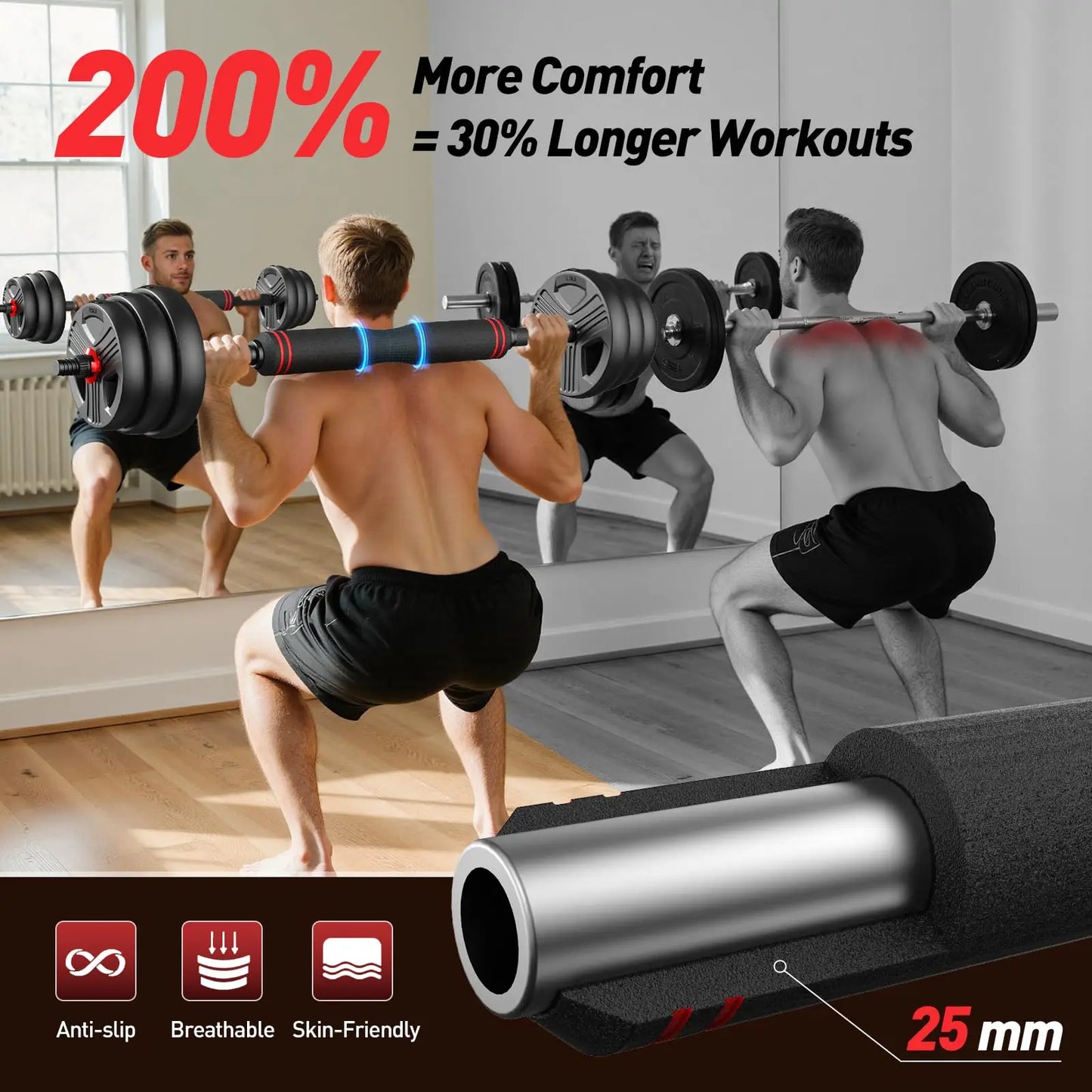 FED Fitness 5 In 1 Adjustable Dumbbell Set With 20 35 45 70 90 Lb