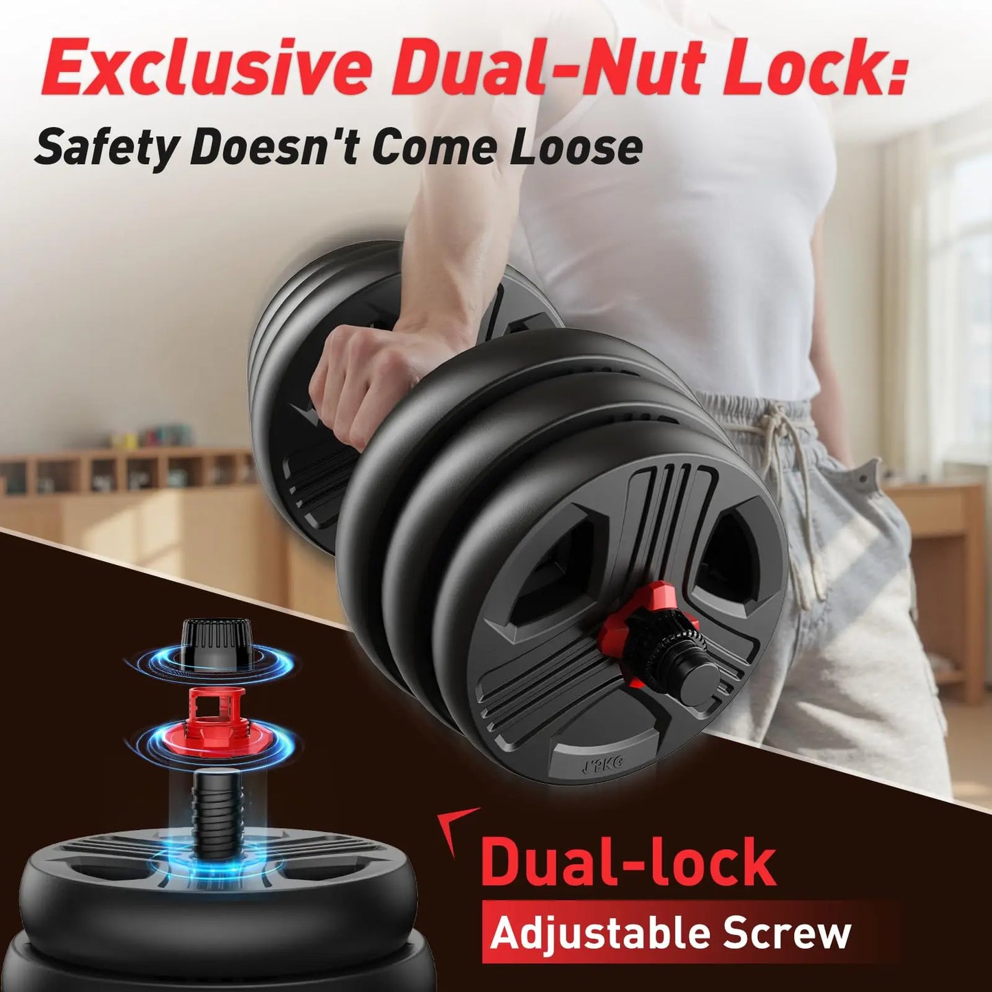 FED Fitness 5 In 1 Adjustable Dumbbell Set With 20 35 45 70 90 Lb