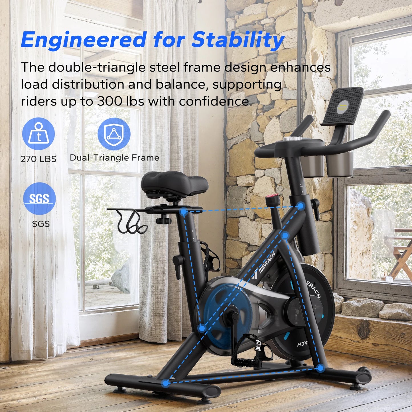 MERACH Magnetic Indoor Cycling Bike With Low Noise And App