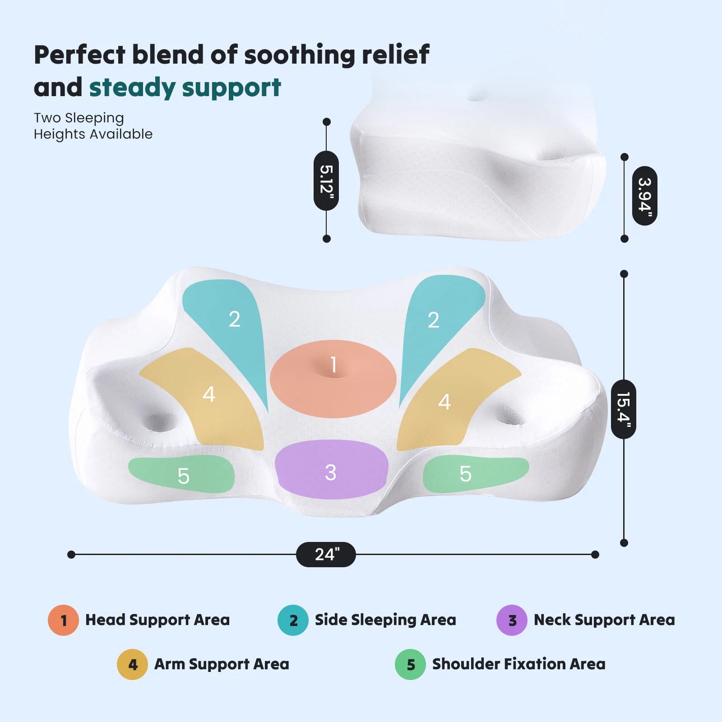 JHK Ergonomic Cervical Memory Foam Pillow With Cooling Pillowcase