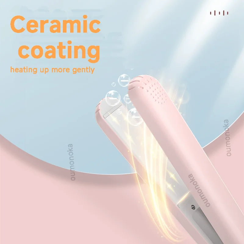 Oumonoka Mini Curling Iron and Hair Straightener Ceramic Flat Iron