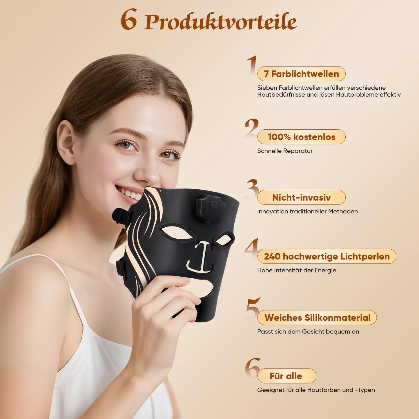 UBilli LED Facial Mask Photon Skin Therapy 7 Modes