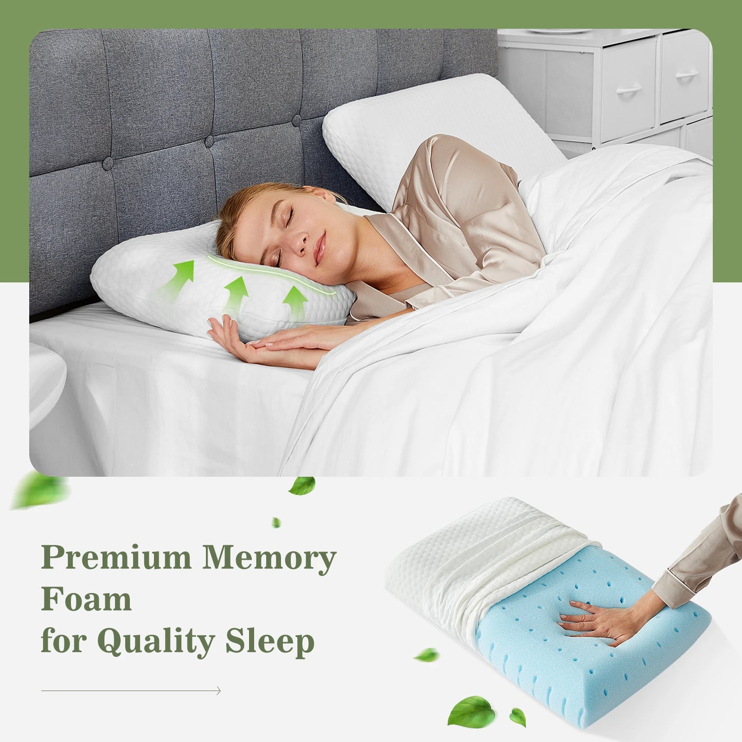 JHK Memory Foam Neck Pillows With Ventilated Design And Removable Cover