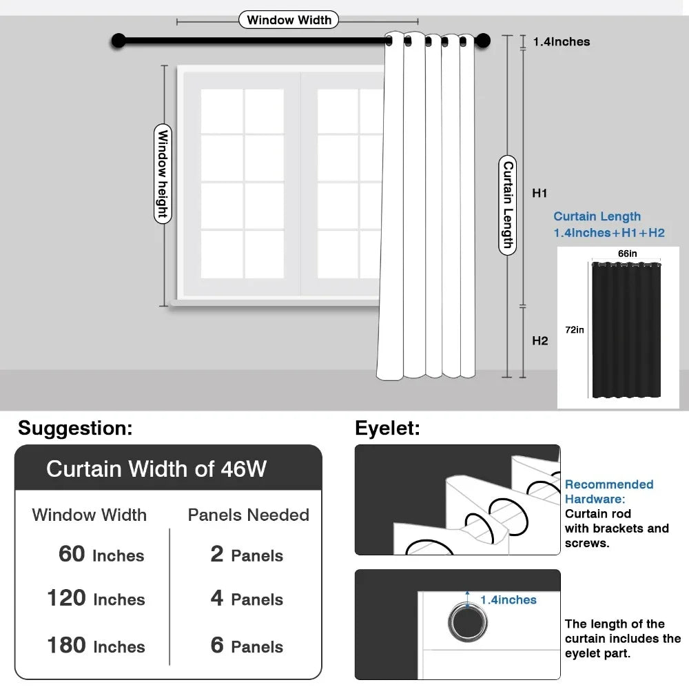 Ninety Percent Blackout Curtain For Bedroom And Living Room Grommet Panels