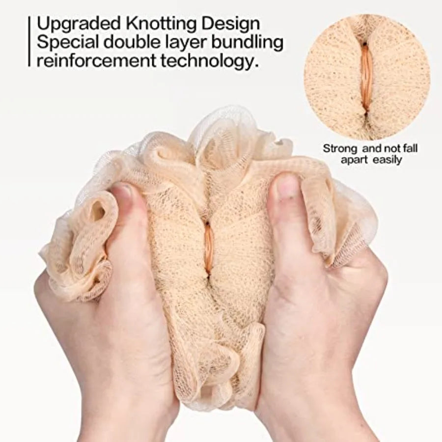 Loofah Bath Sponge Set Exfoliating Mesh Body Scrubber Pouf
