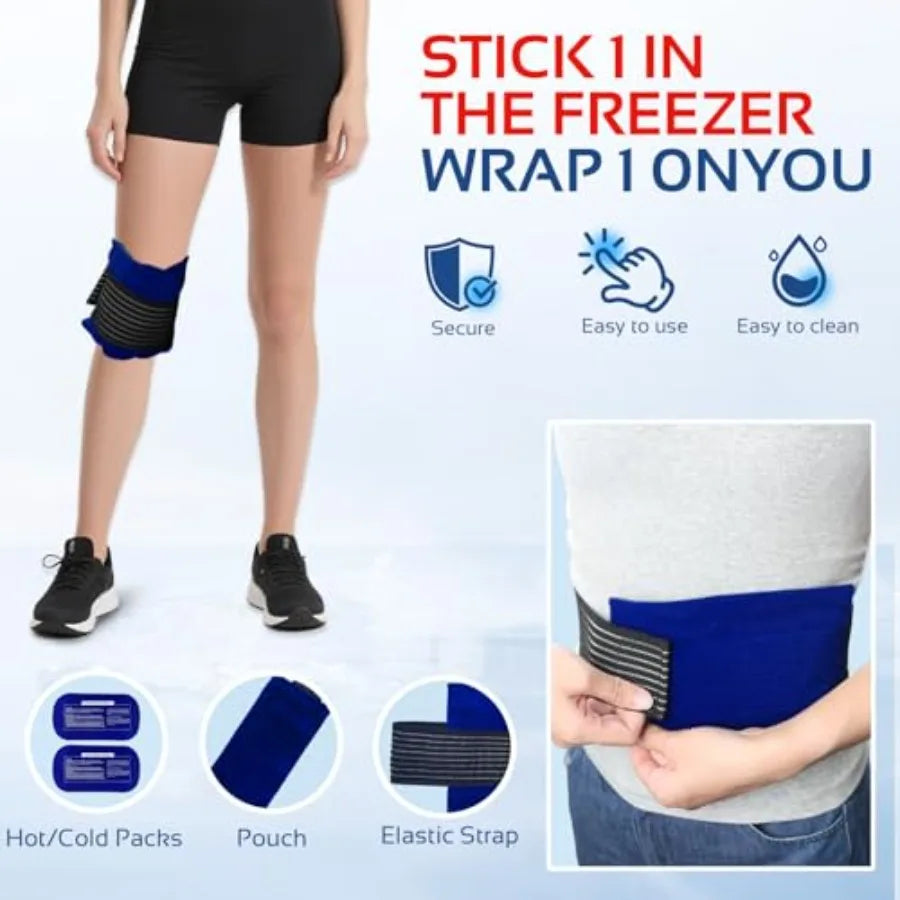Reusable Ice Pack Set for Injuries Three Piece Gel Wraps for Knee Cold Therapy