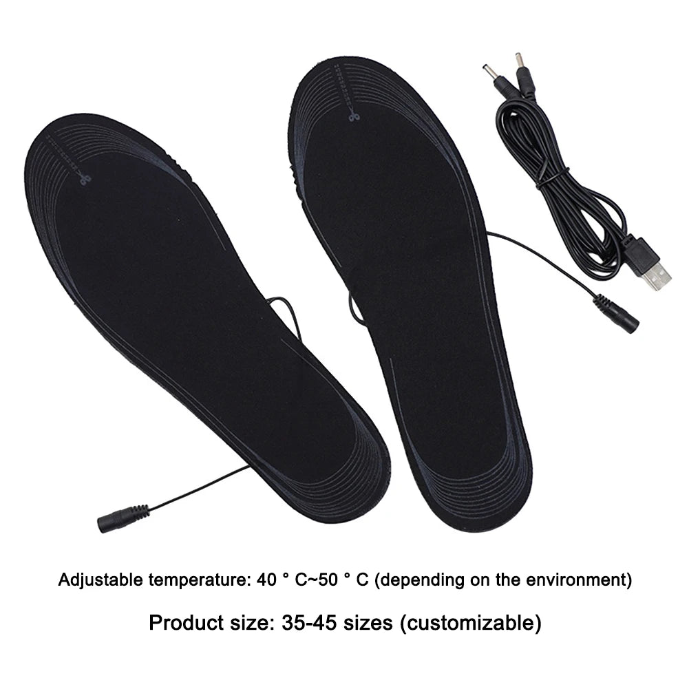 USB Heated Insoles Unisex Electric Foot Warmer Rechargeable