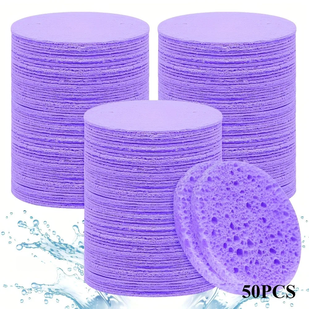 Compressed Facial Sponges 50Pcs Set For Cleansing Makeup Removal Exfoliation