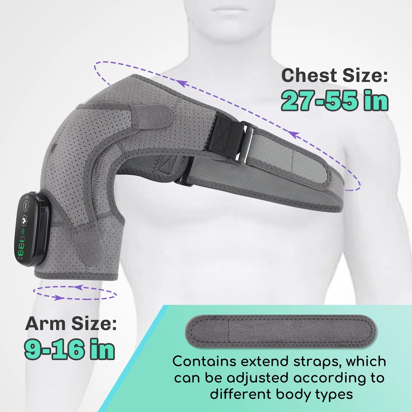 Hailicare Adjustable Heating Shoulder Brace With Vibration Massager