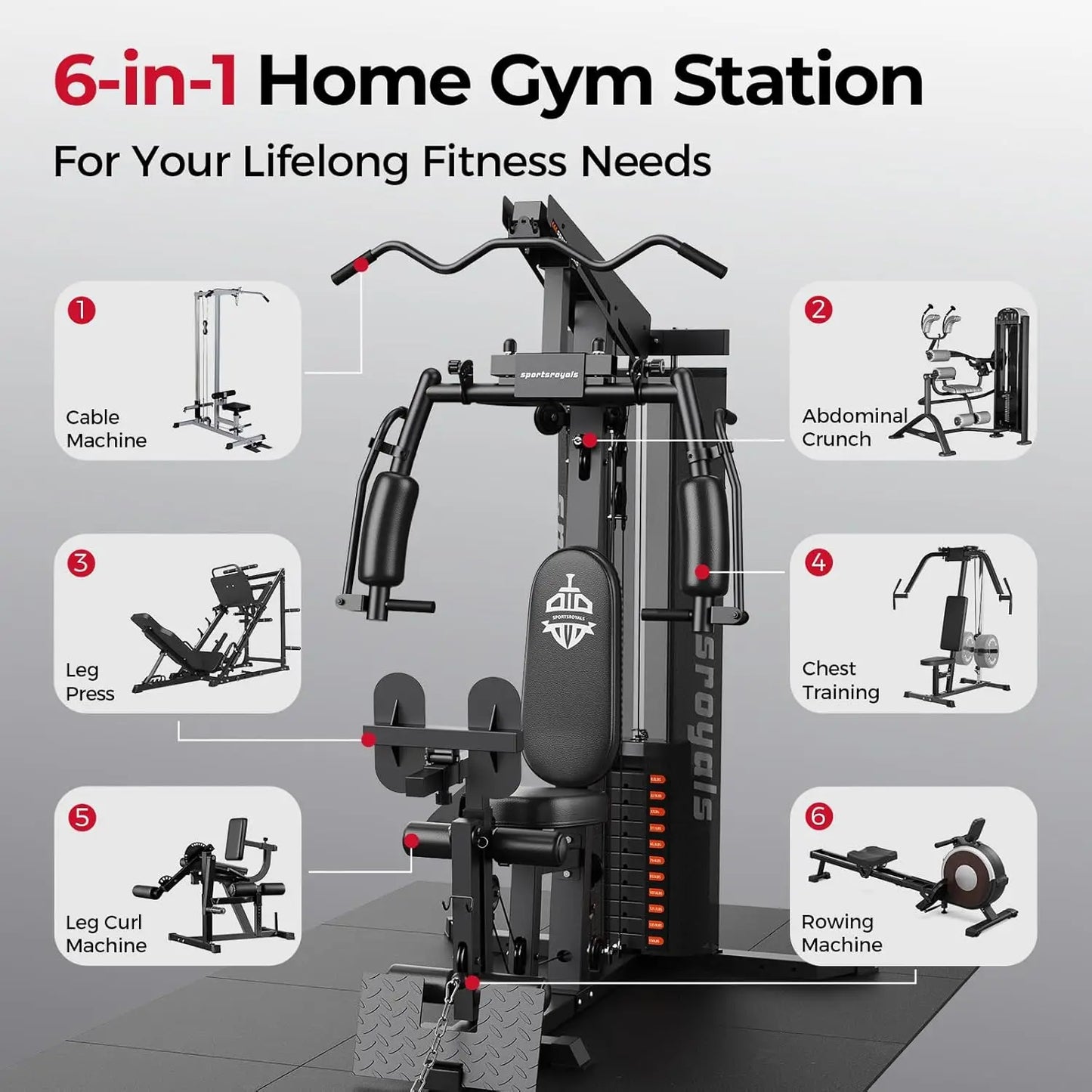 FED Fitness Home Gym Equipment With Pulley System Machine