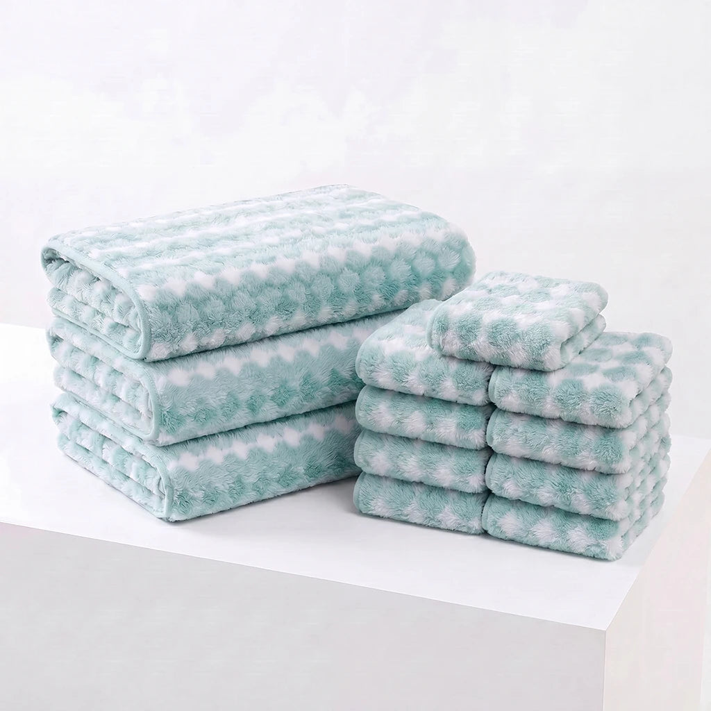 NONE CN Ultra Thick Plush Bathroom and Face Towel Set
