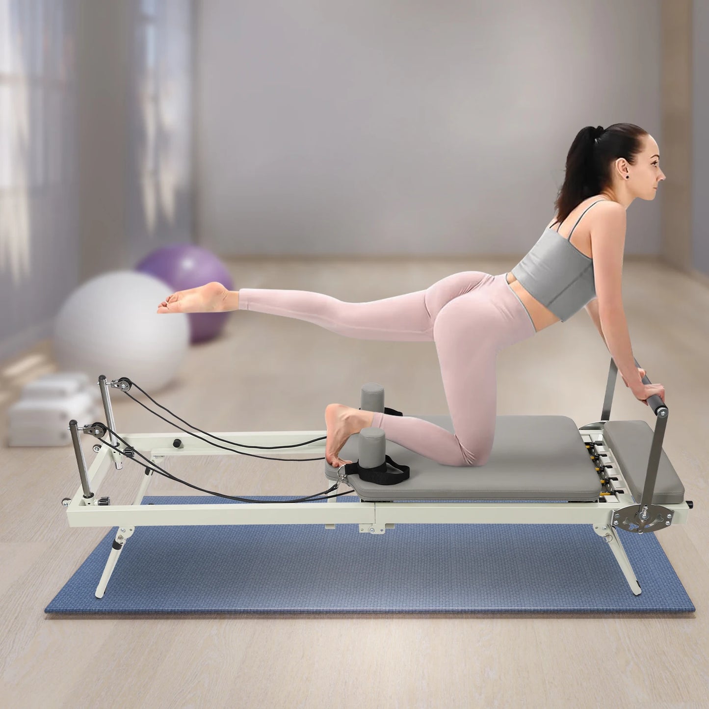 Foldable Pilates Reformer Machine For Home Gym Multifunctional Fitness Equipment