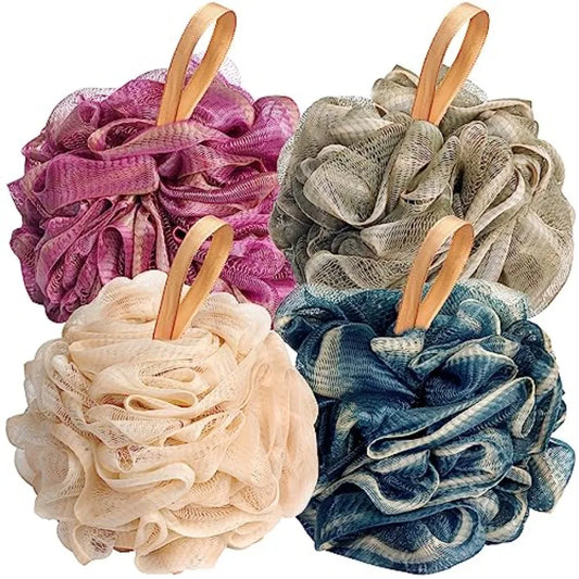 Loofah Bath Sponge Set Exfoliating Mesh Body Scrubber Pouf