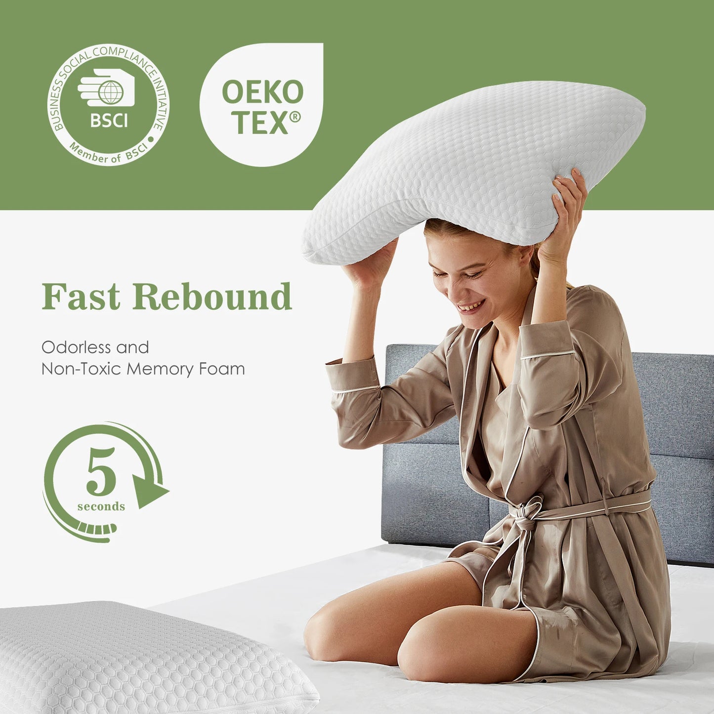 JHK Memory Foam Neck Pillows With Ventilated Design And Removable Cover