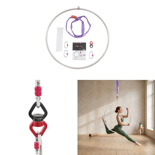 Aerial Hoop Kit With Sling And Carabiners Stainless Steel Ring