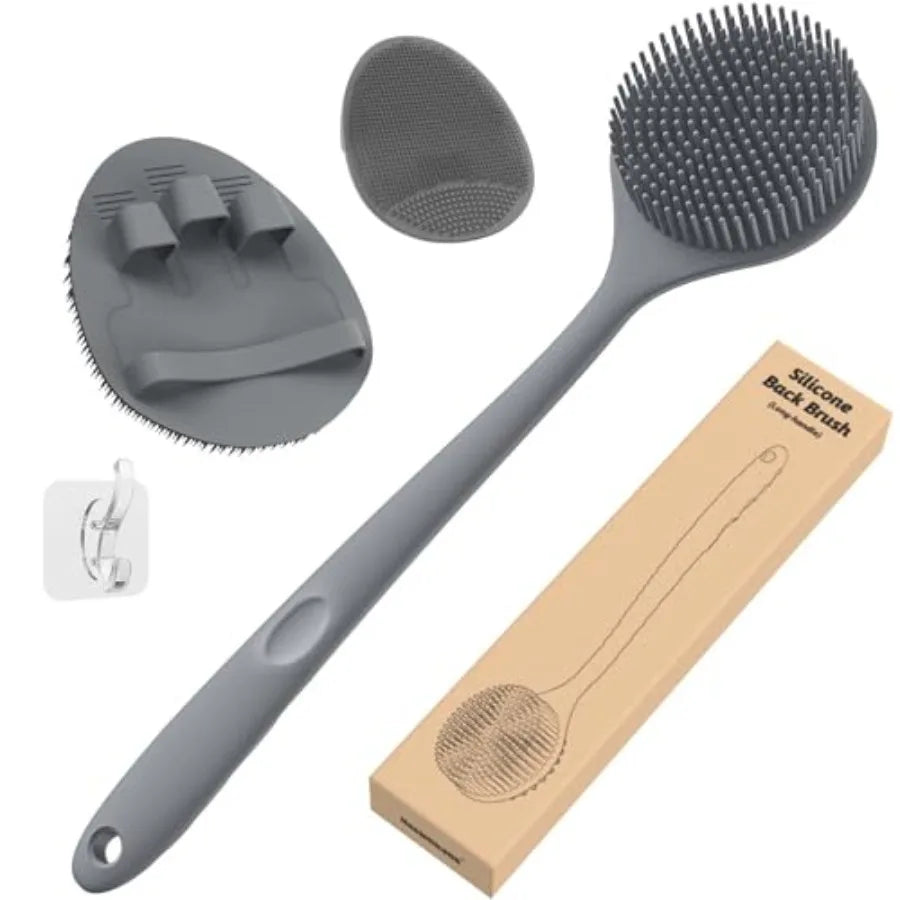 Silicone Back Scrubber Bath Glove and Face Brush 3 Pack