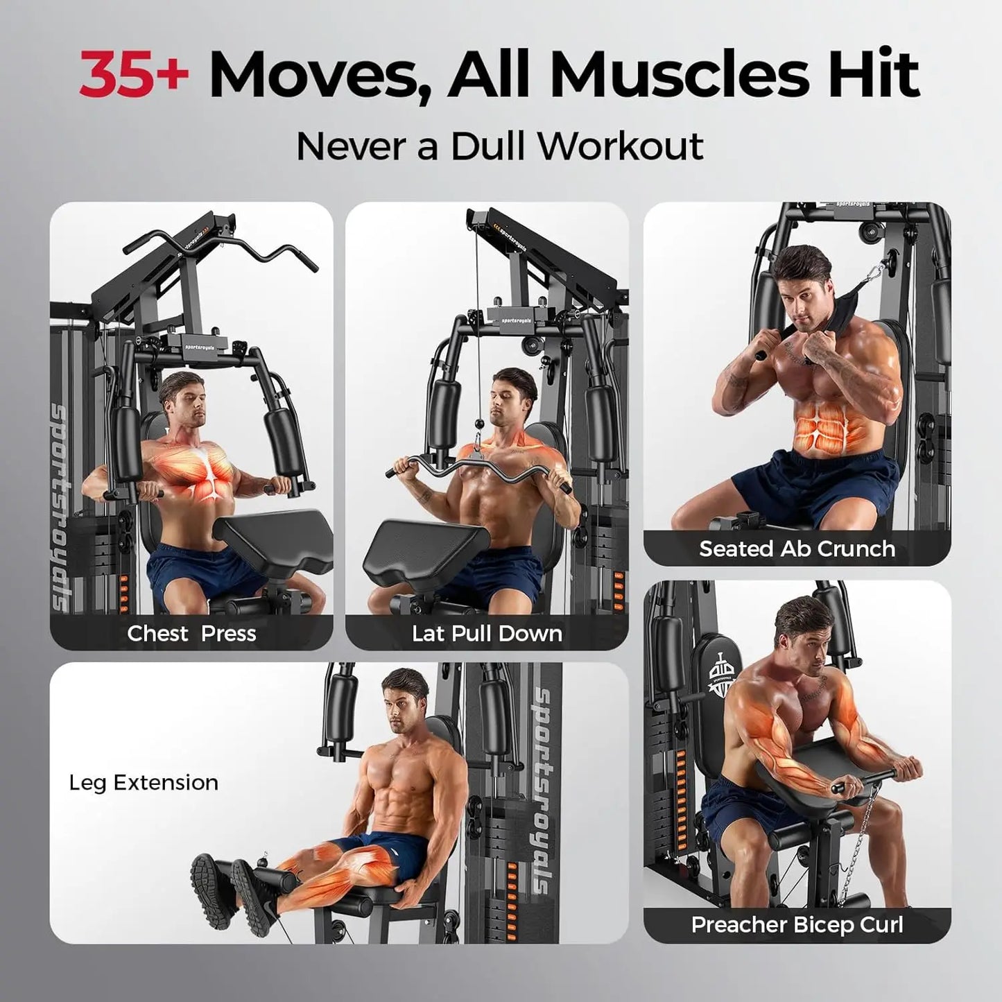 FED Fitness Home Gym Equipment With Pulley System Machine