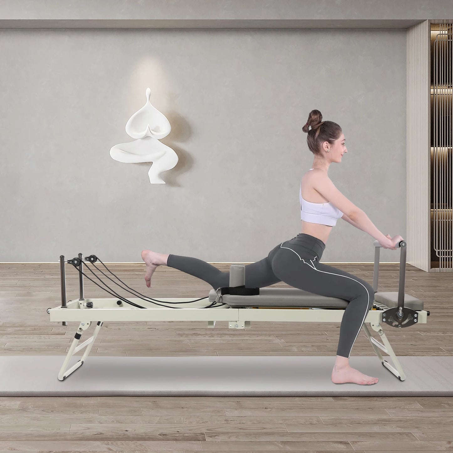 Foldable Pilates Reformer Machine For Home Gym Multifunctional Fitness Equipment