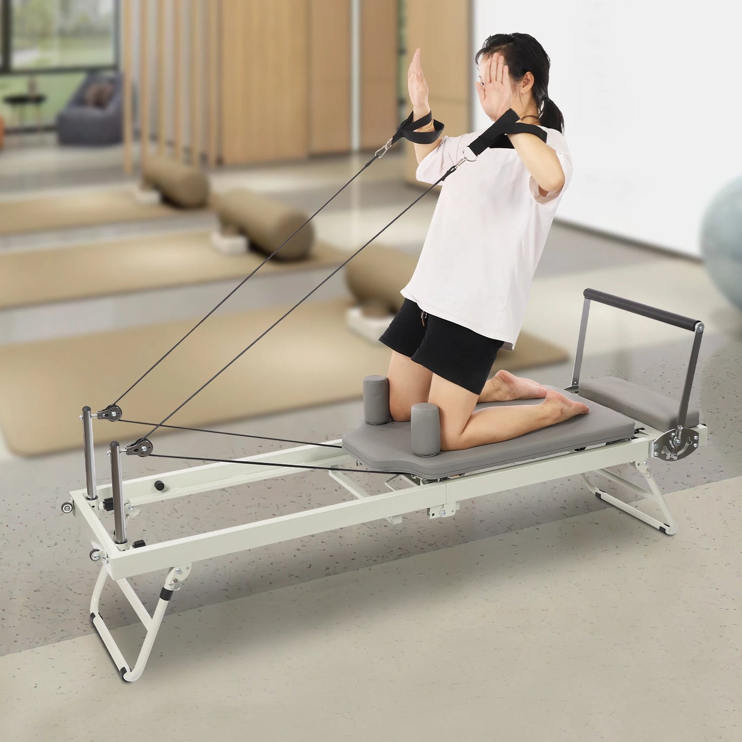Foldable Pilates Reformer Machine For Home Gym Multifunctional Fitness Equipment