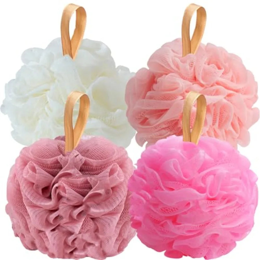 Loofah Bath Sponge Set Exfoliating Mesh Body Scrubber Pouf