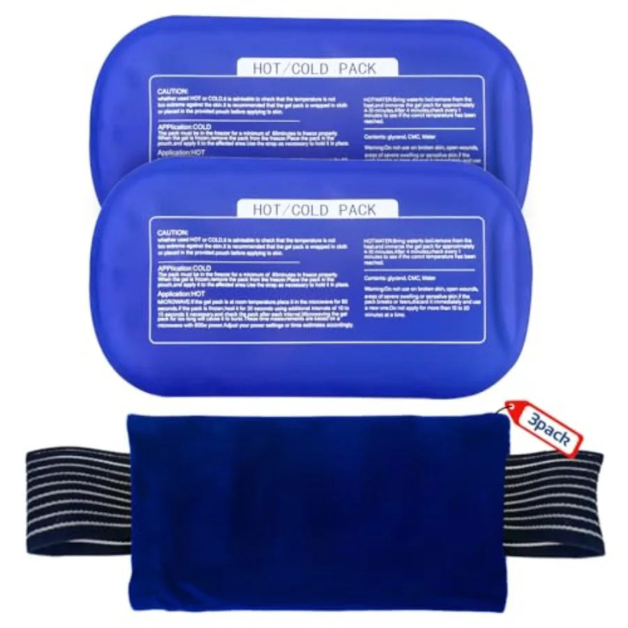 Reusable Ice Pack Set for Injuries Three Piece Gel Wraps for Knee Cold Therapy