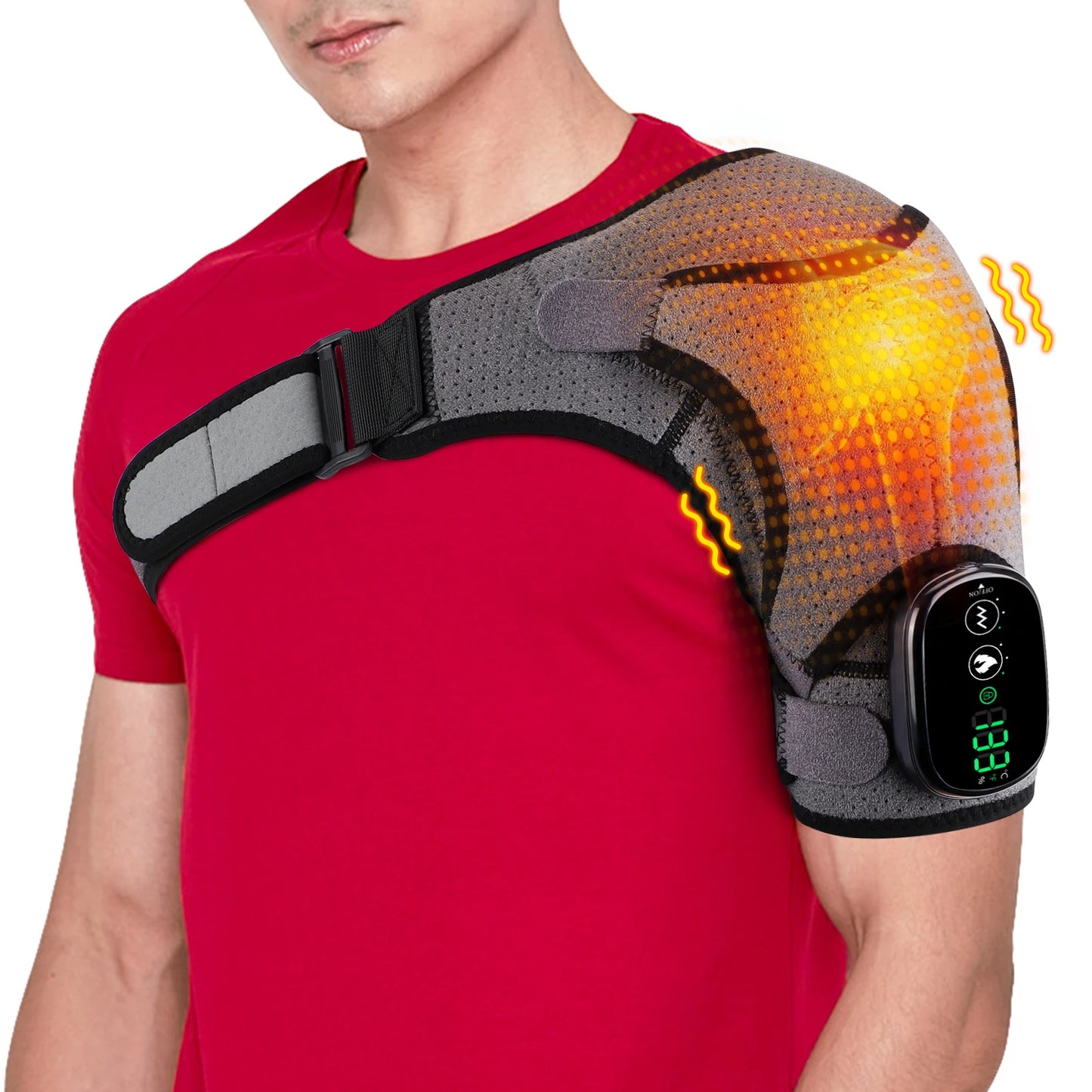 Hailicare Adjustable Heating Shoulder Brace With Vibration Massager