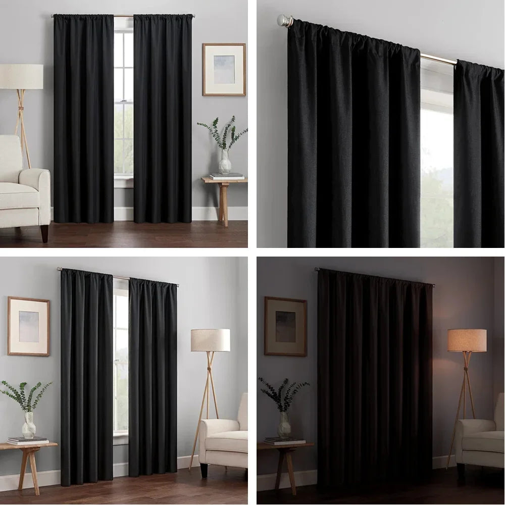 Thermal Insulated Blackout Curtain Panel With Grommet For Living Room