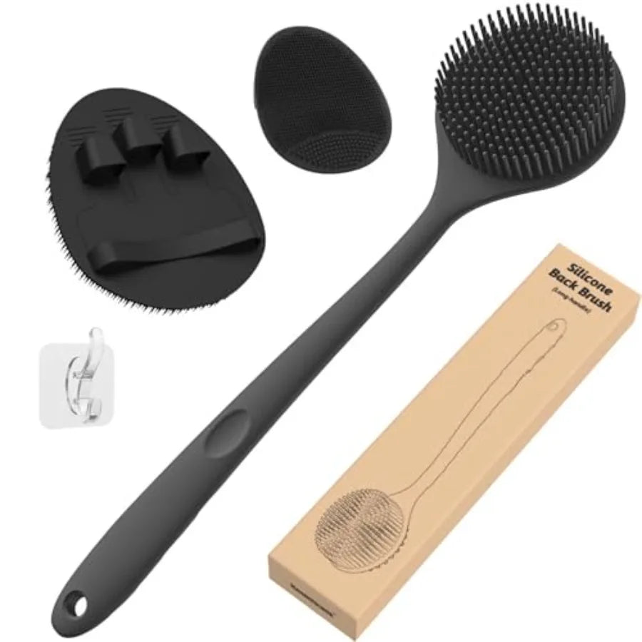 Silicone Back Scrubber Bath Glove and Face Brush 3 Pack