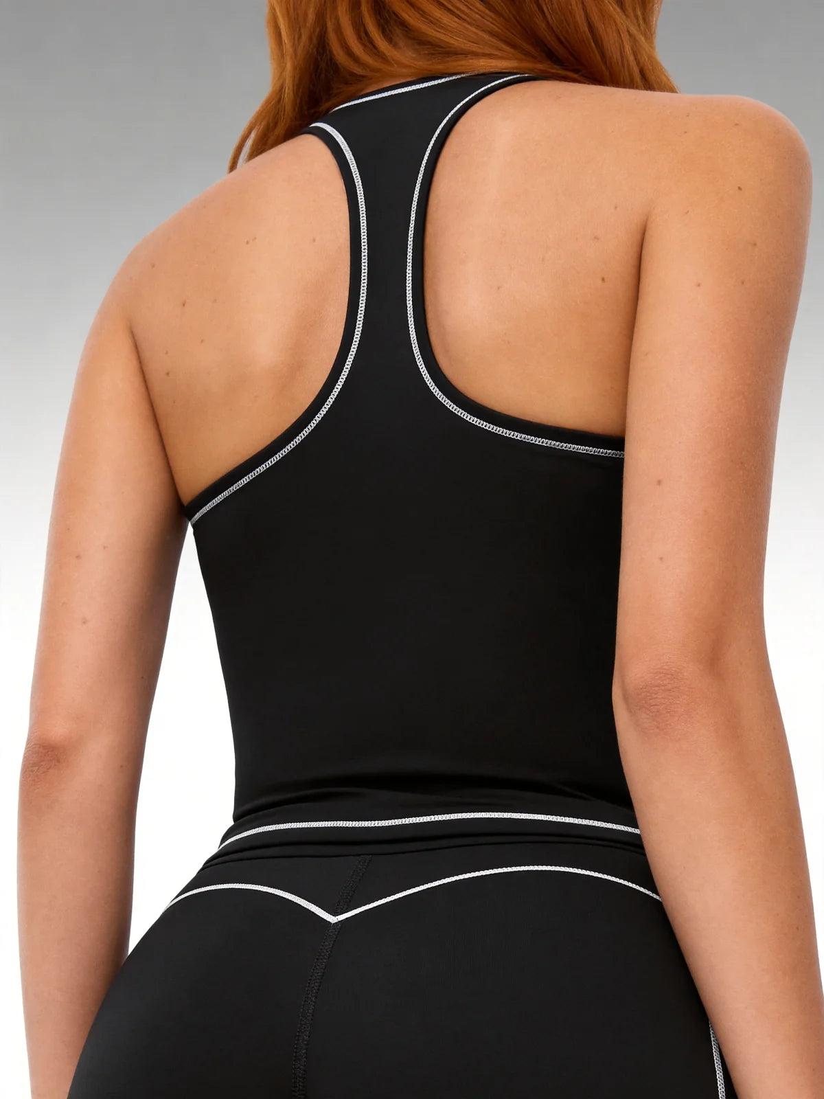 Airila Women Two Piece Yoga Set With Racing Vest Shorts Removable Pads