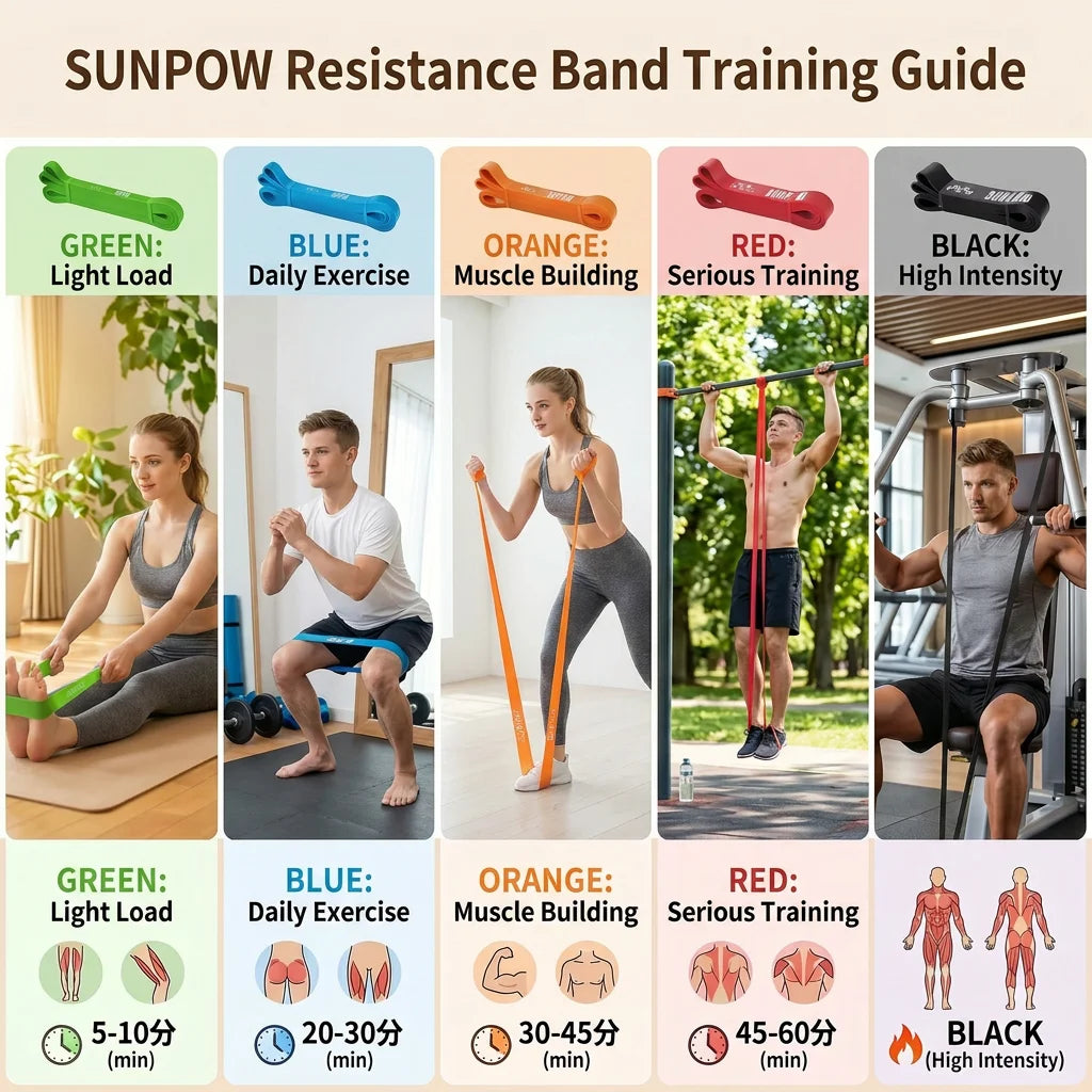 SUNPOW Pull Up Assistance Bands Set 5 Heavy Duty Resistance Bands