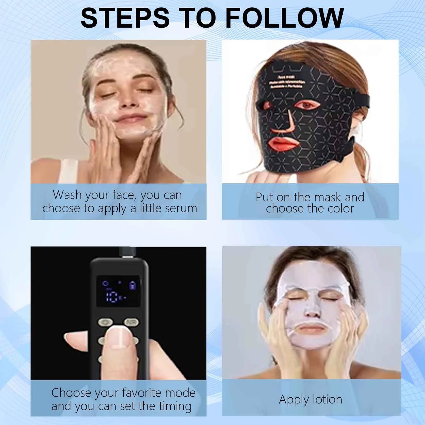 Portable LED Face Mask Light Therapy For Anti Aging Wrinkles