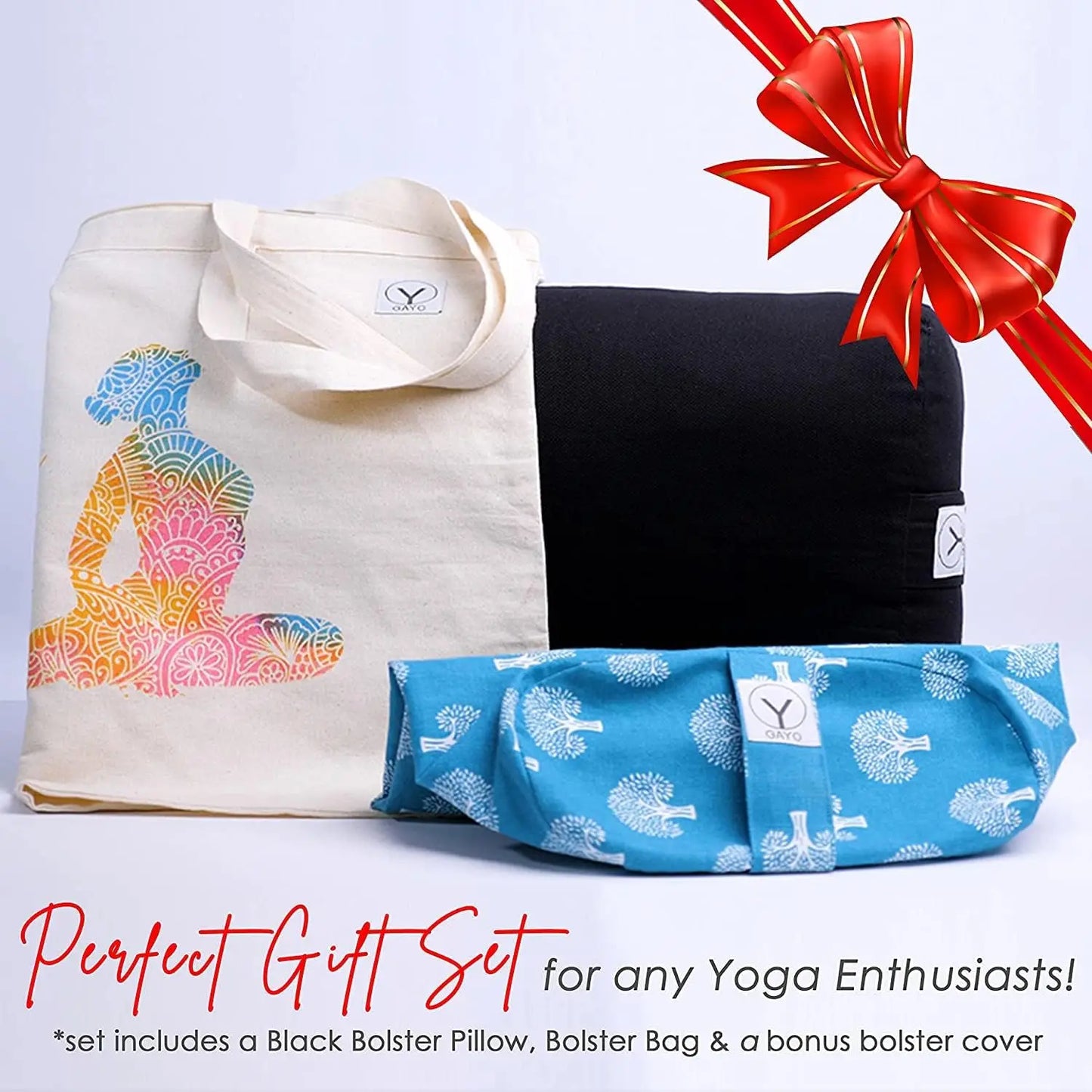 Y O GAYO Yoga Bolster Cotton Pillow With Carry Bag
