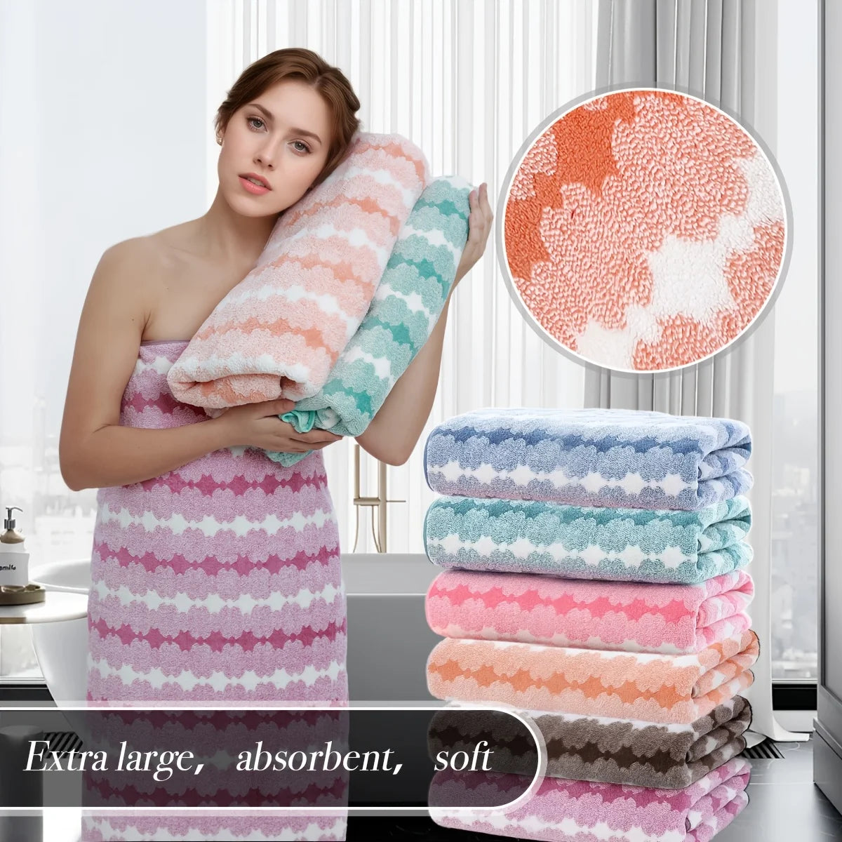 NONE CN Ultra Thick Plush Bathroom and Face Towel Set