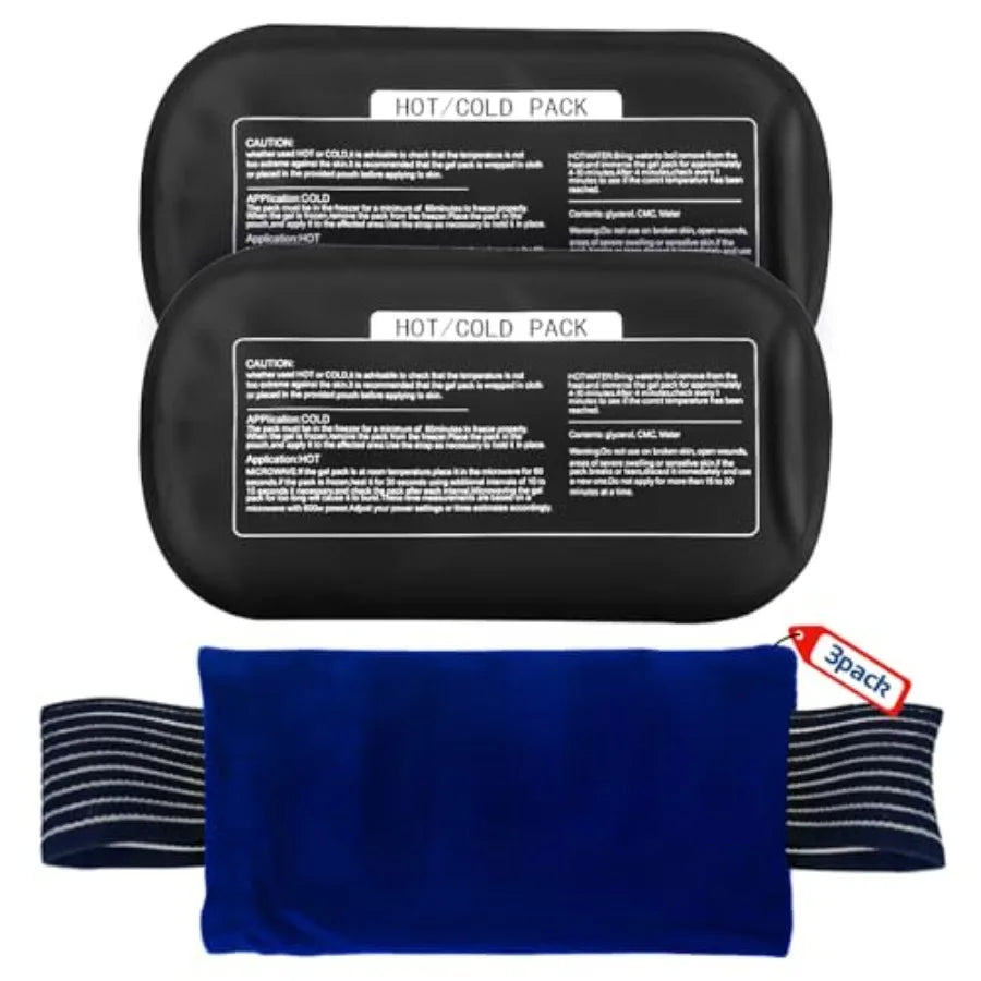 Reusable Ice Pack Set for Injuries Three Piece Gel Wraps for Knee Cold Therapy