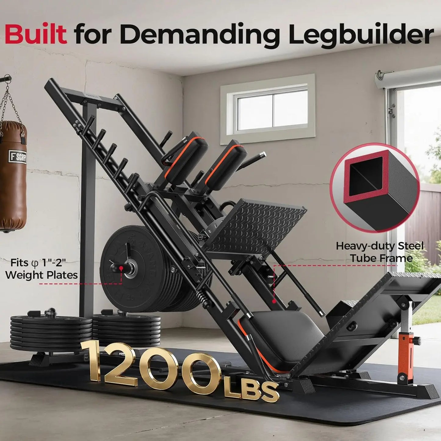 FED Fitness 3 In 1 Leg Press Hack Squat Machine With Ultra Quiet Pulley System