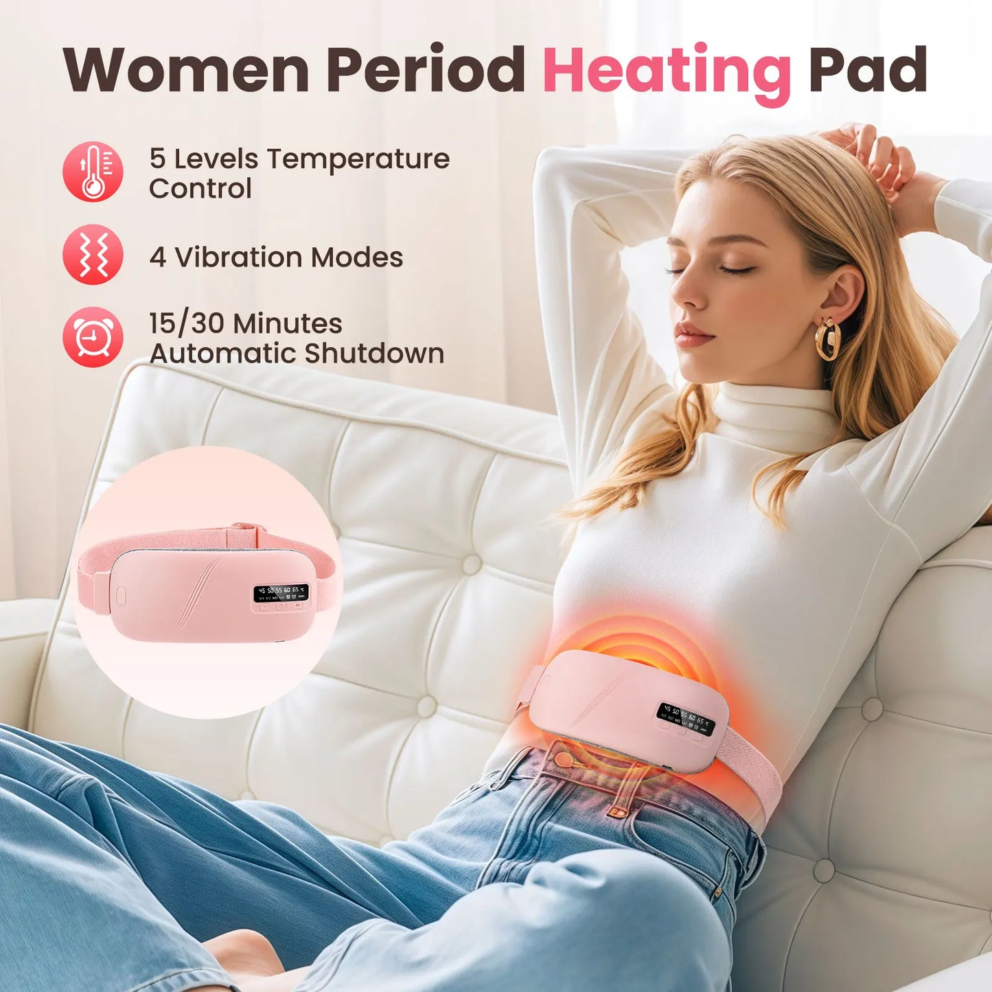 AFDEAL Electric Heating Pad Menstrual Massager Belt