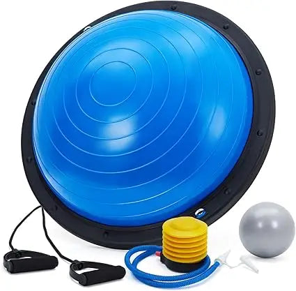 Half Exercise Ball Balance Trainer With Non-Slip Base And Bands