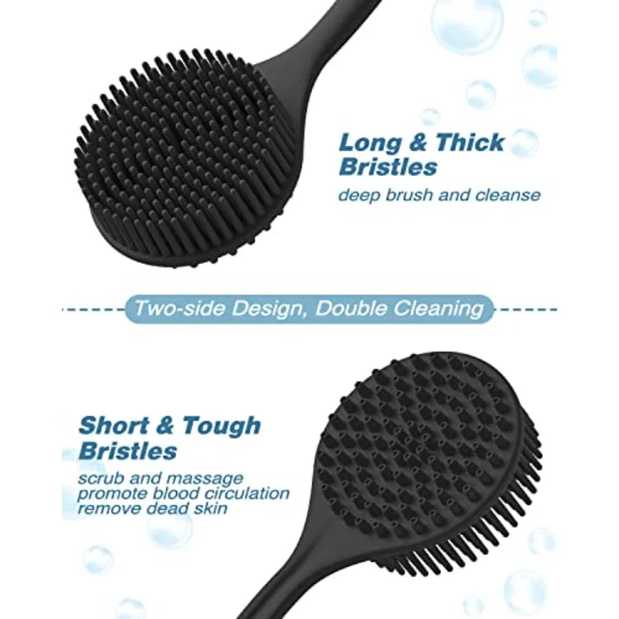 Silicone Back Scrubber Bath Glove and Face Brush 3 Pack