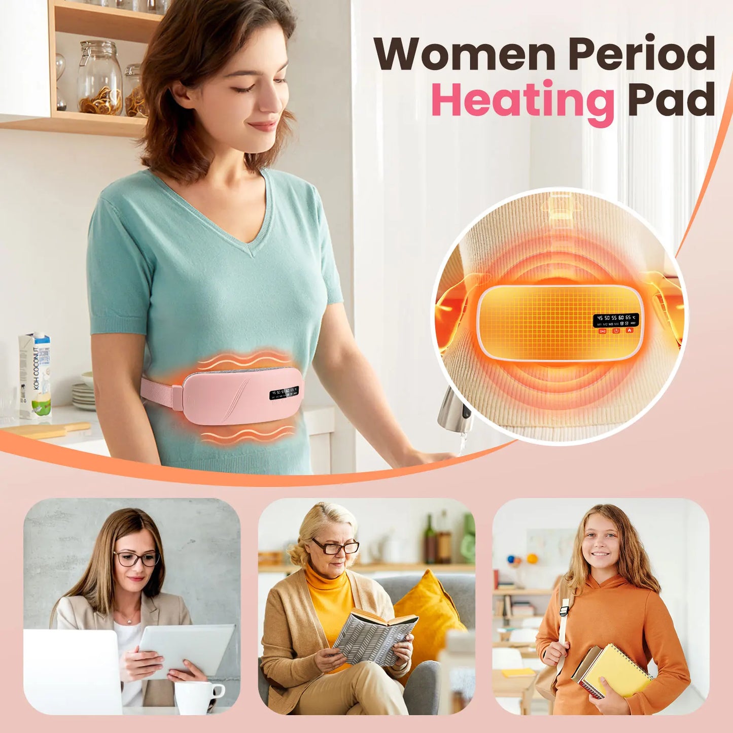 AFDEAL Electric Heating Pad Menstrual Massager Belt