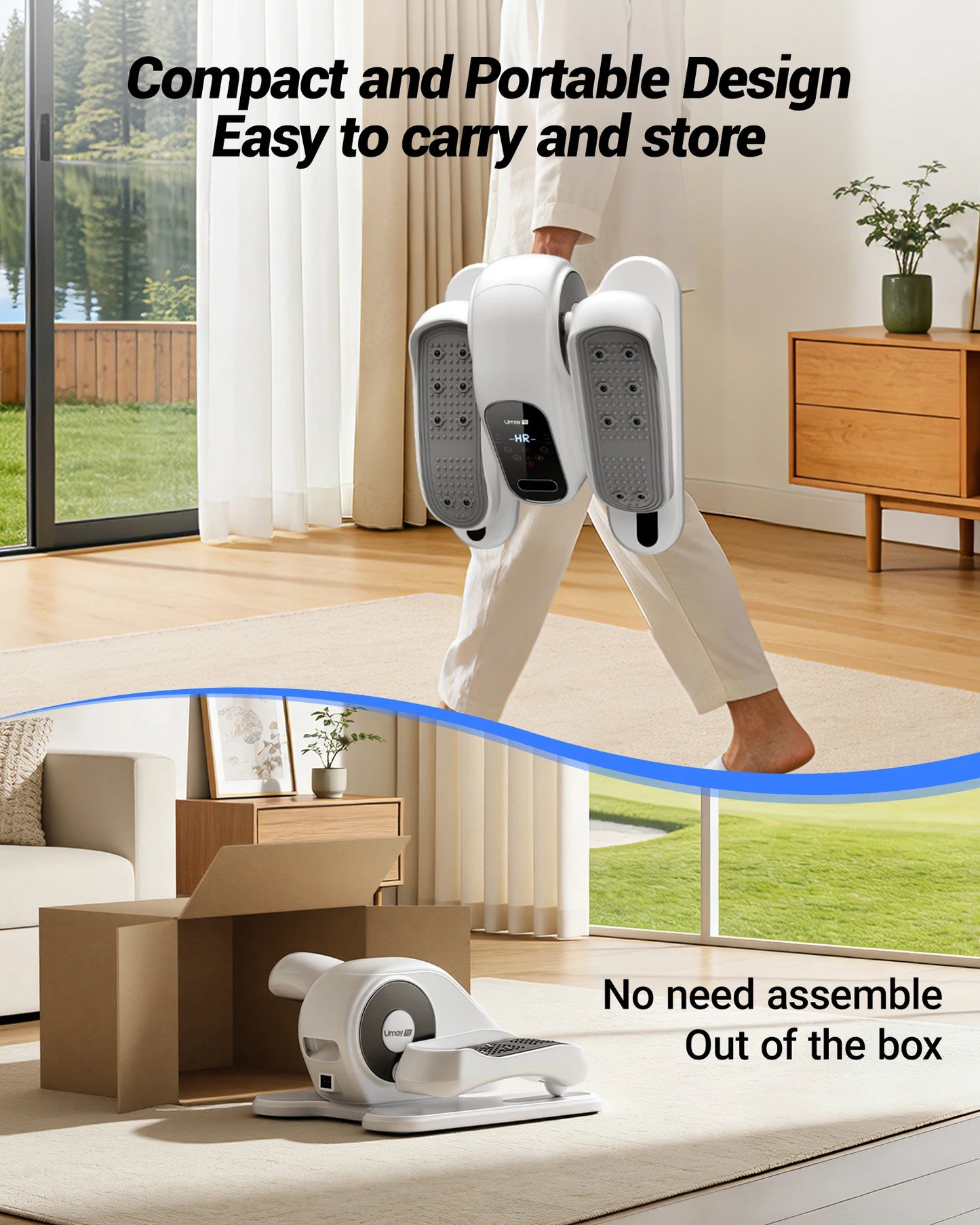 UMAY Compact Under Desk Electric Elliptical Machine With 12 Speed