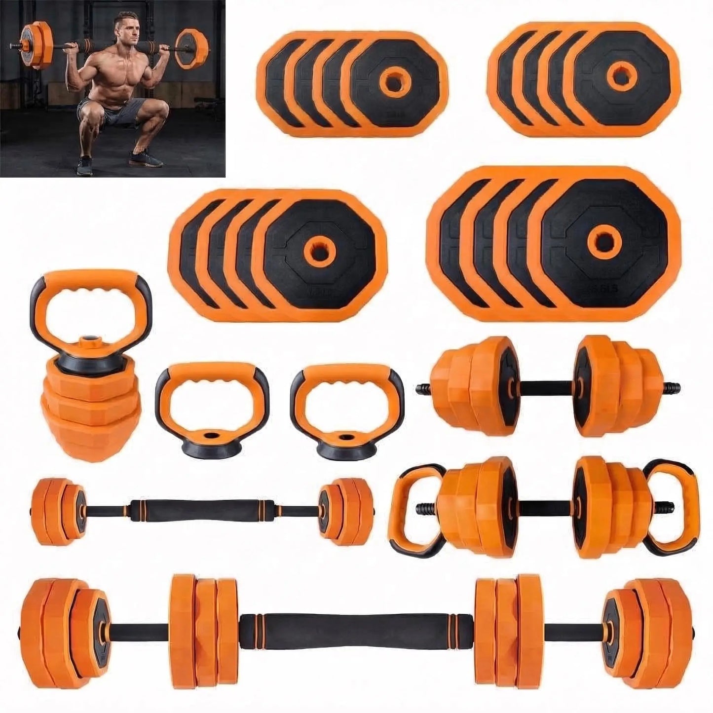 Adjustable Dumbbells 44 Lb Set 4-In-1 Home Gym Complete