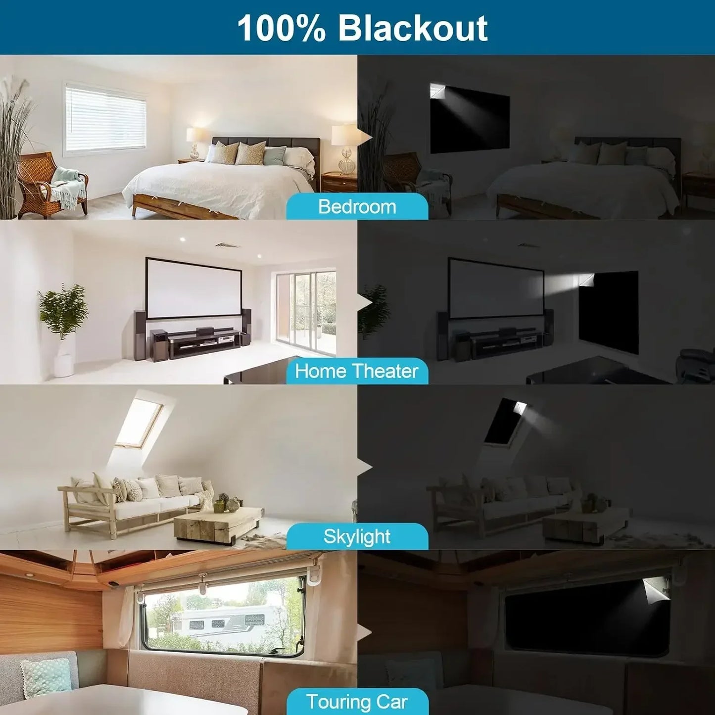Bedroom 100 Percent Blackout Curtain Polyester DIY Install Portable