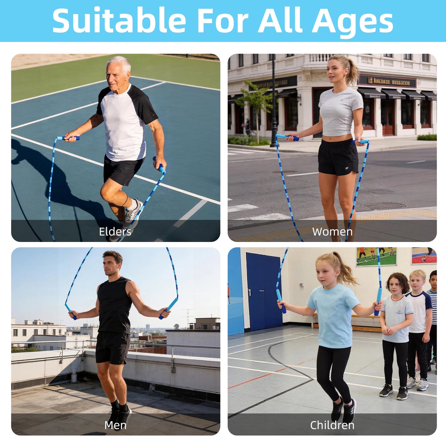 JUMP Yuedong Adjustable Anti-Tangle Jump Rope For Kids And Adults