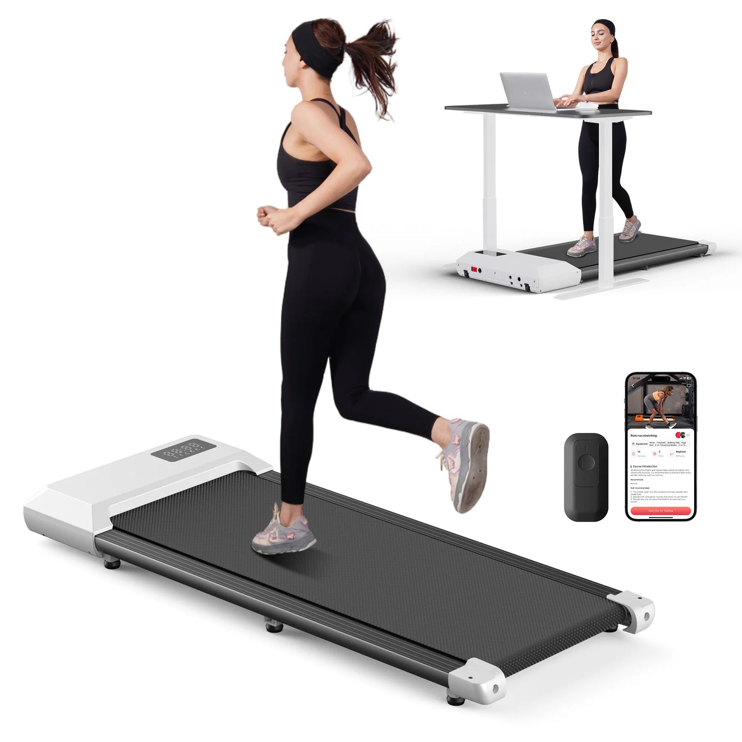Superun 2in1 Treadmill for Home Fitness Walking Running