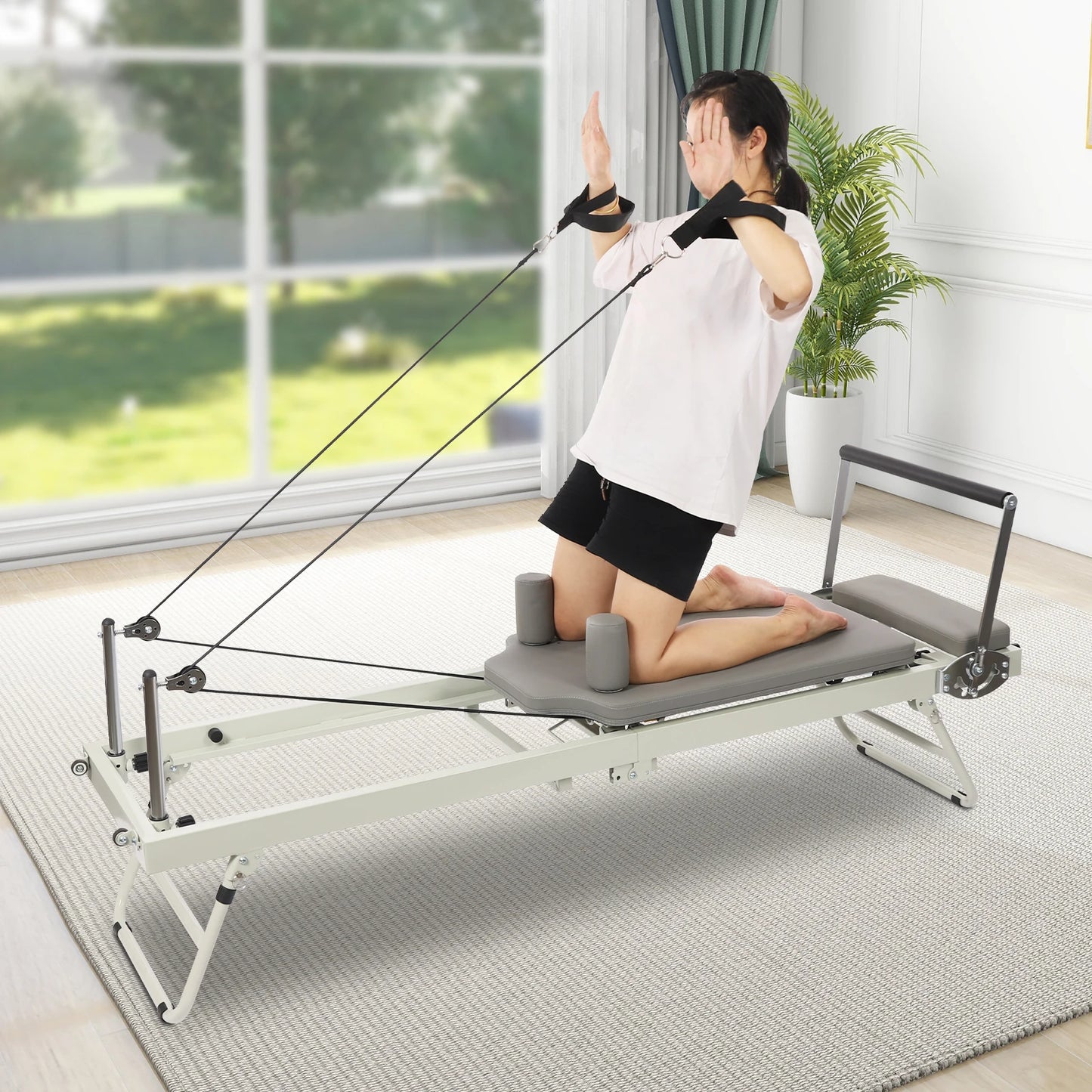 Foldable Pilates Reformer Machine For Home Gym Multifunctional Fitness Equipment