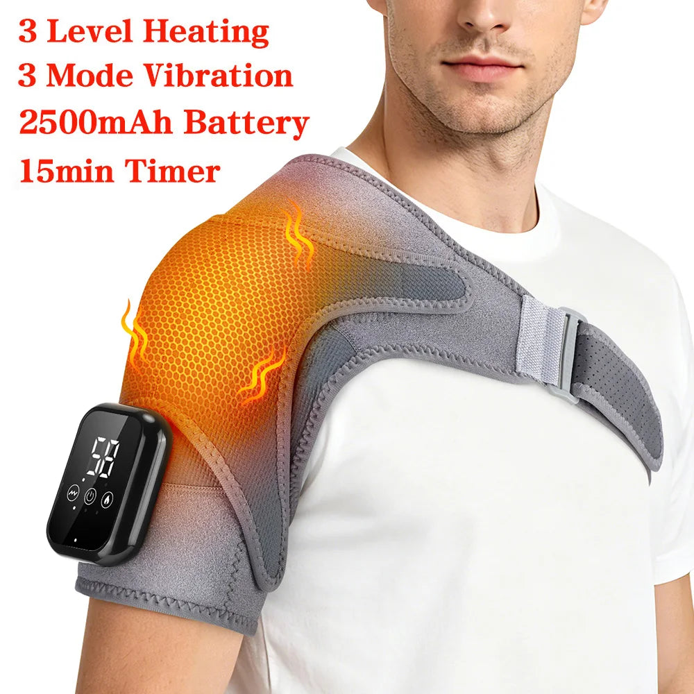 Hailicare Adjustable Heating Shoulder Brace With Vibration Massager