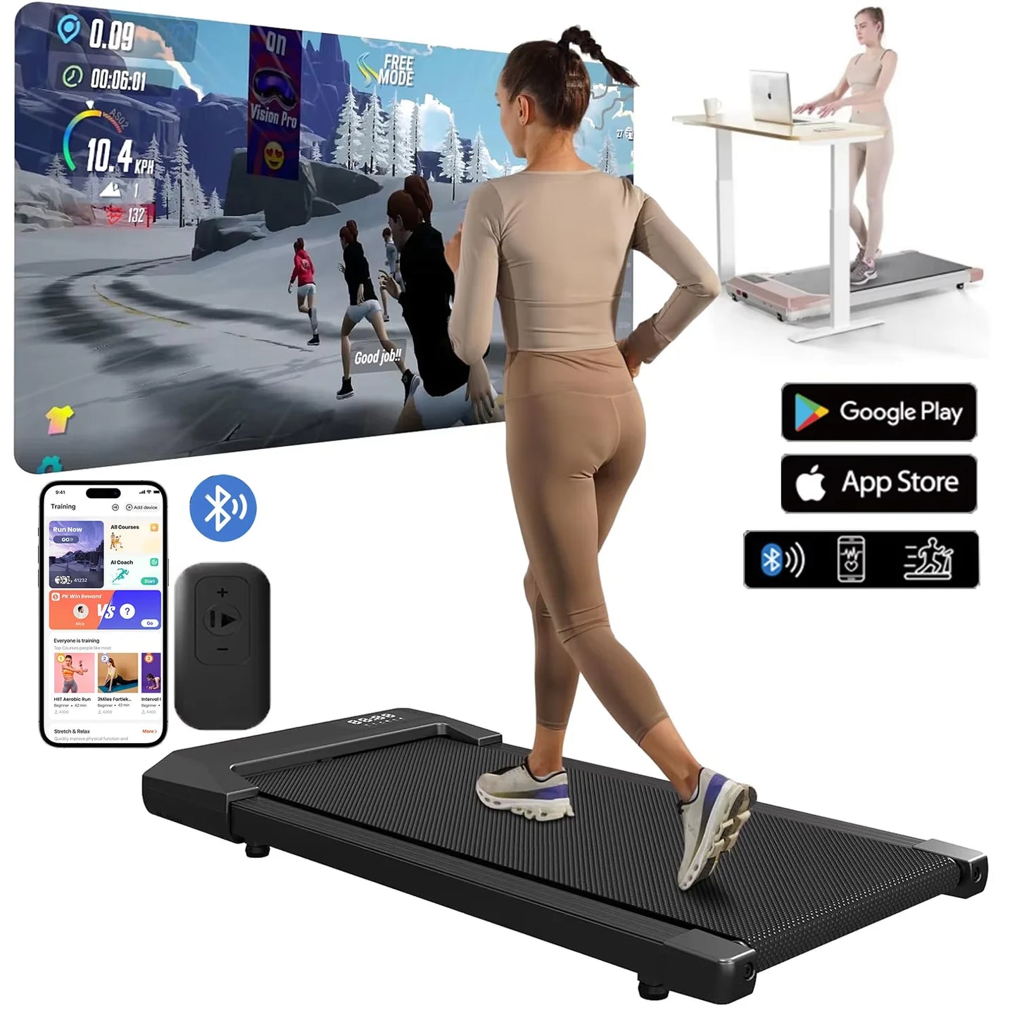Superun 2in1 Treadmill for Home Fitness Walking Running