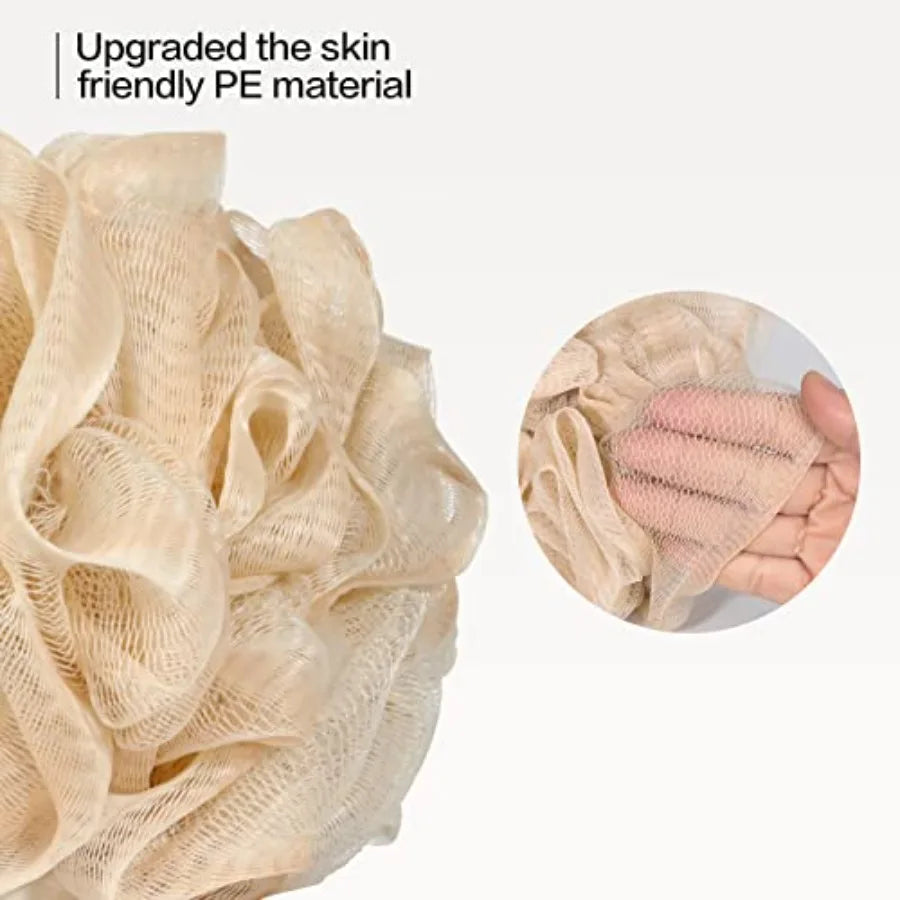 Loofah Bath Sponge Set Exfoliating Mesh Body Scrubber Pouf