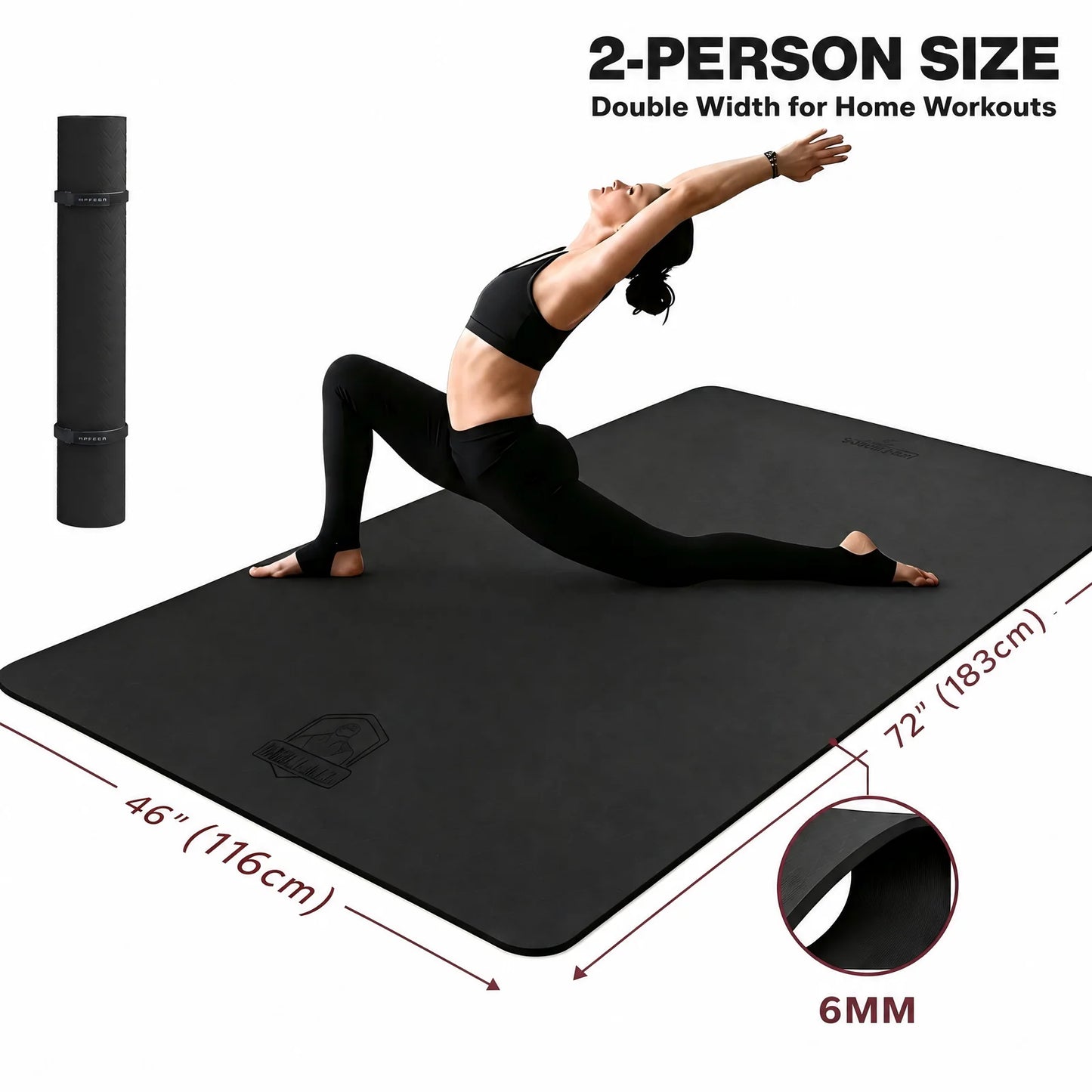HAPBEAR TPE Yoga Mat Non Slip For Home Workouts Durable